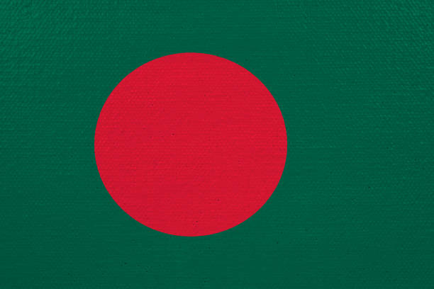 Bangladesh flag on canvas. Patriotic background. National flag of Bangladesh